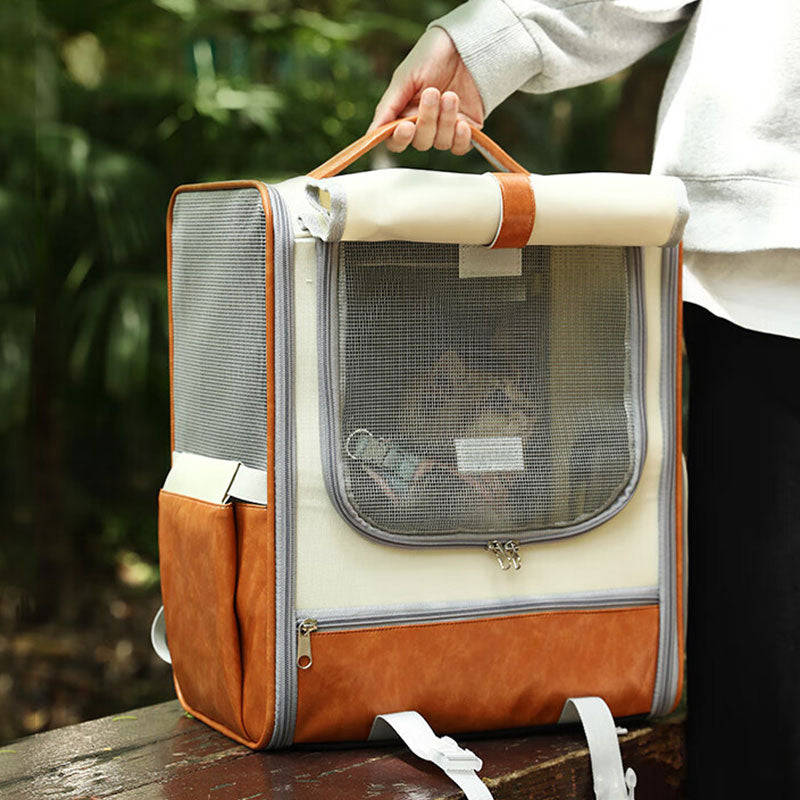 Portable Cat Backpack Carrier - Breathable Design for Cats Under 10kg & Small Dogs