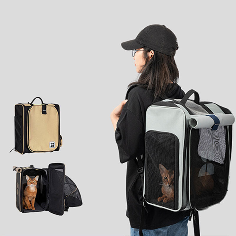 Expandable Cat Backpack Carrier with Breathable Mesh and Spacious Design