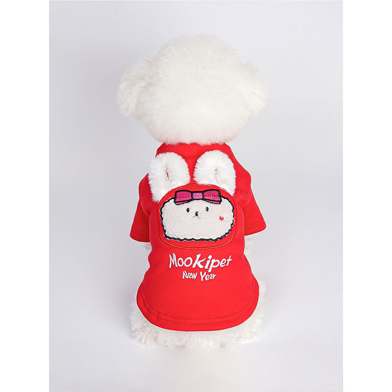 Dog Hoodie Small Dog Red Cloth New Year