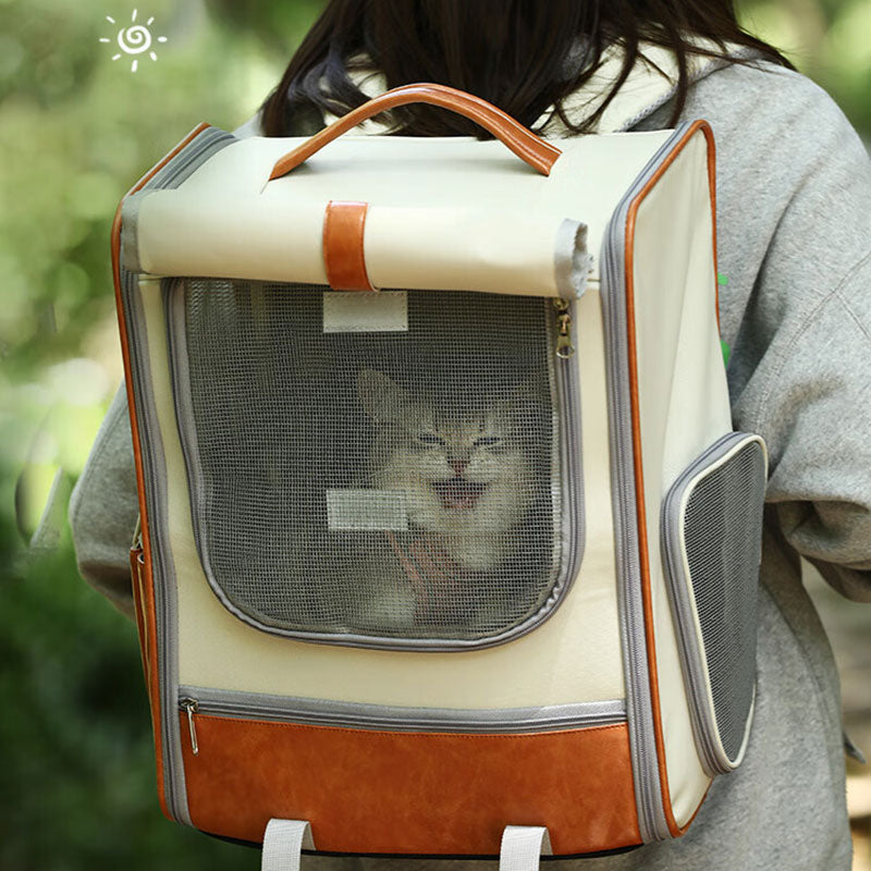 Portable Cat Backpack Carrier - Breathable Design for Cats Under 10kg & Small Dogs