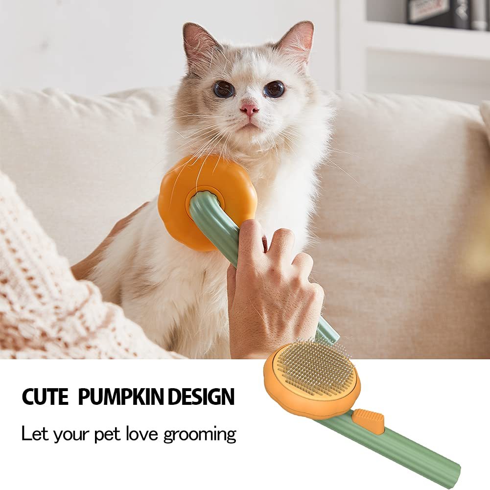 Pet Pumpkin Brush Pet Grooming Self Cleaning Slicker Brush