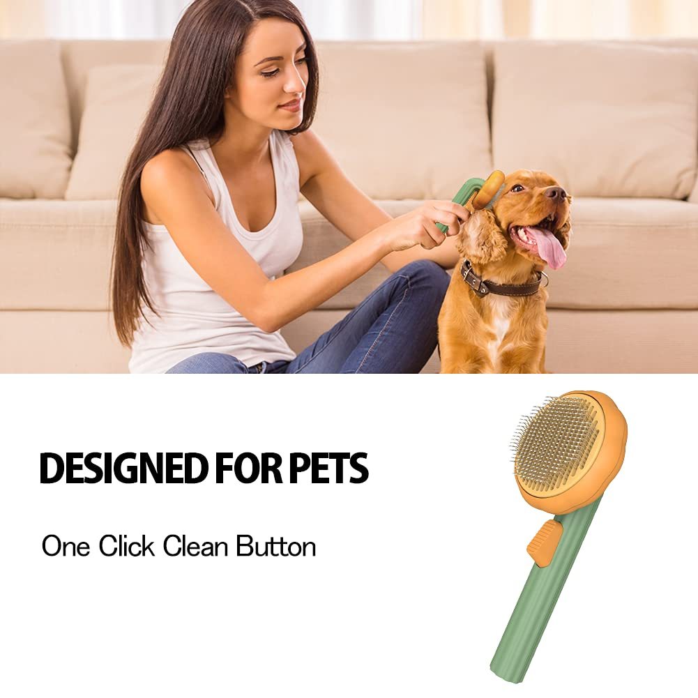 Pet Pumpkin Brush Pet Grooming Self Cleaning Slicker Brush