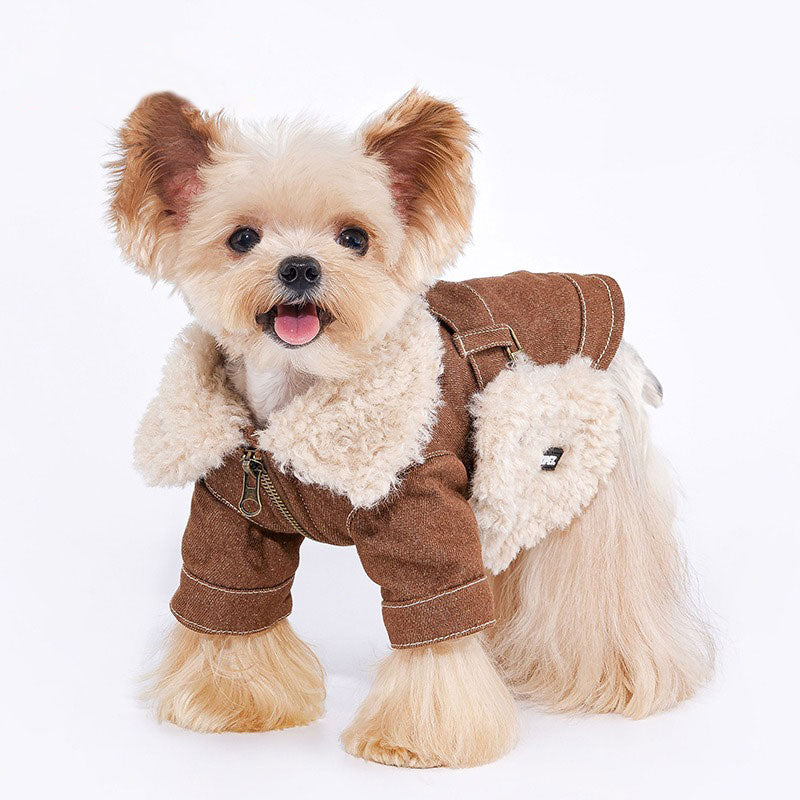 Dog Cat Winter Jacket Brown