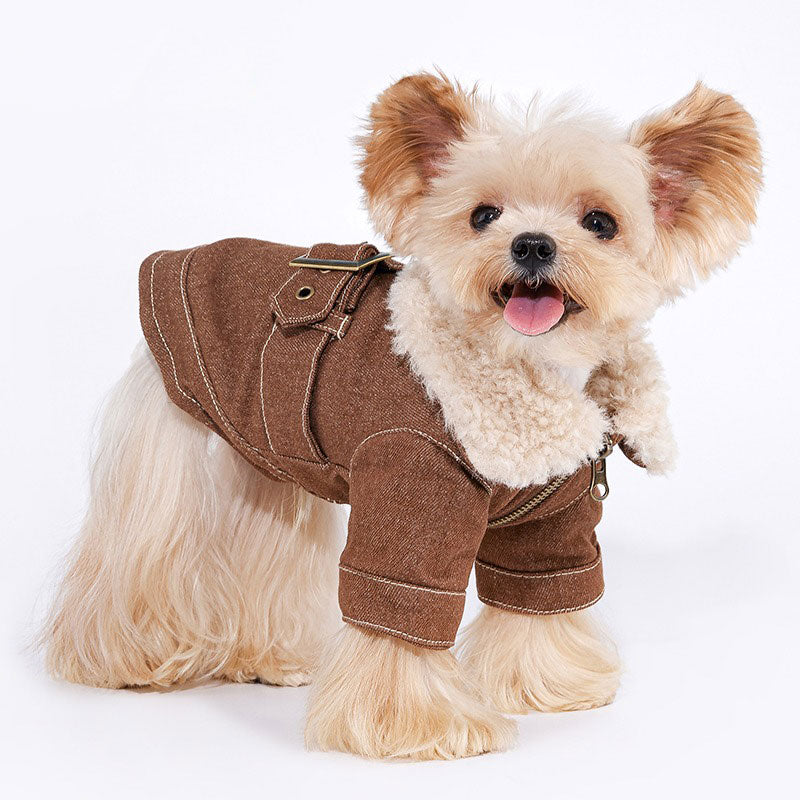 Dog Cat Winter Jacket Brown