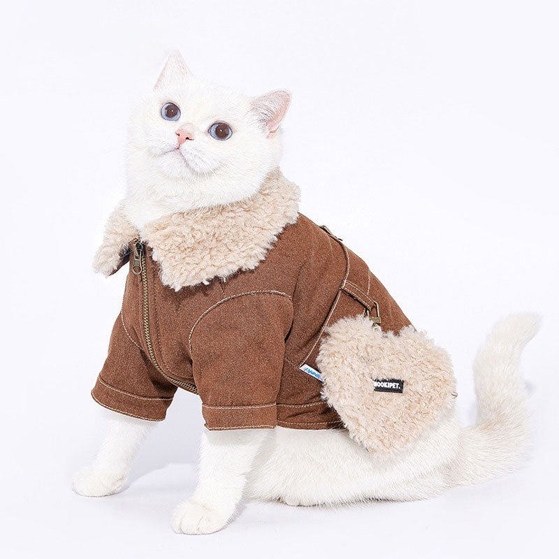 Dog Cat Winter Jacket Brown