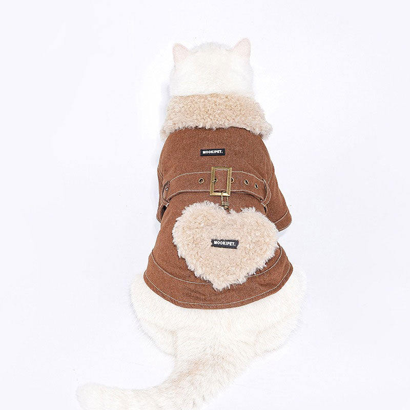 Dog Cat Winter Jacket Brown