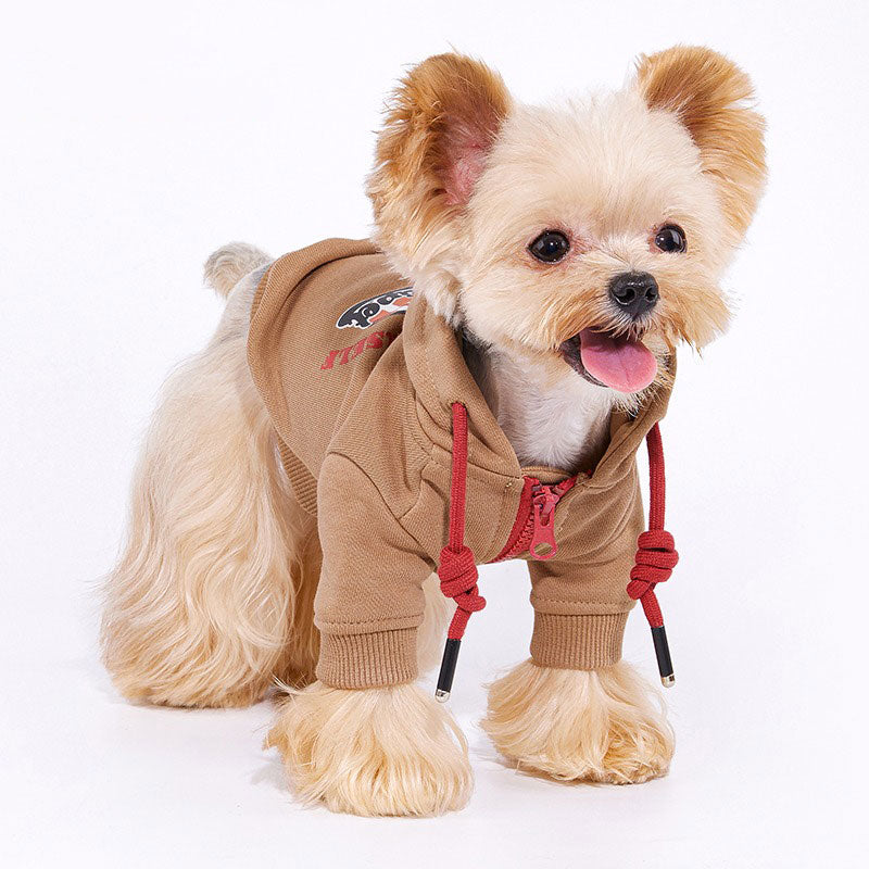 Dog Hoodie Brown Dog Cloth For Bichon Schnauzer French Bulldog