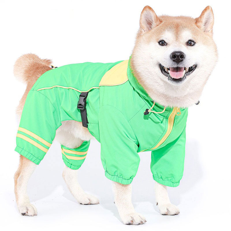 Dog Raincoat Purcple Green